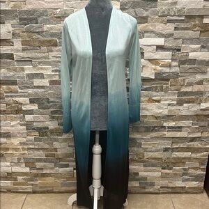 White House Black Market Ombre Long Jacket - Blue and Black